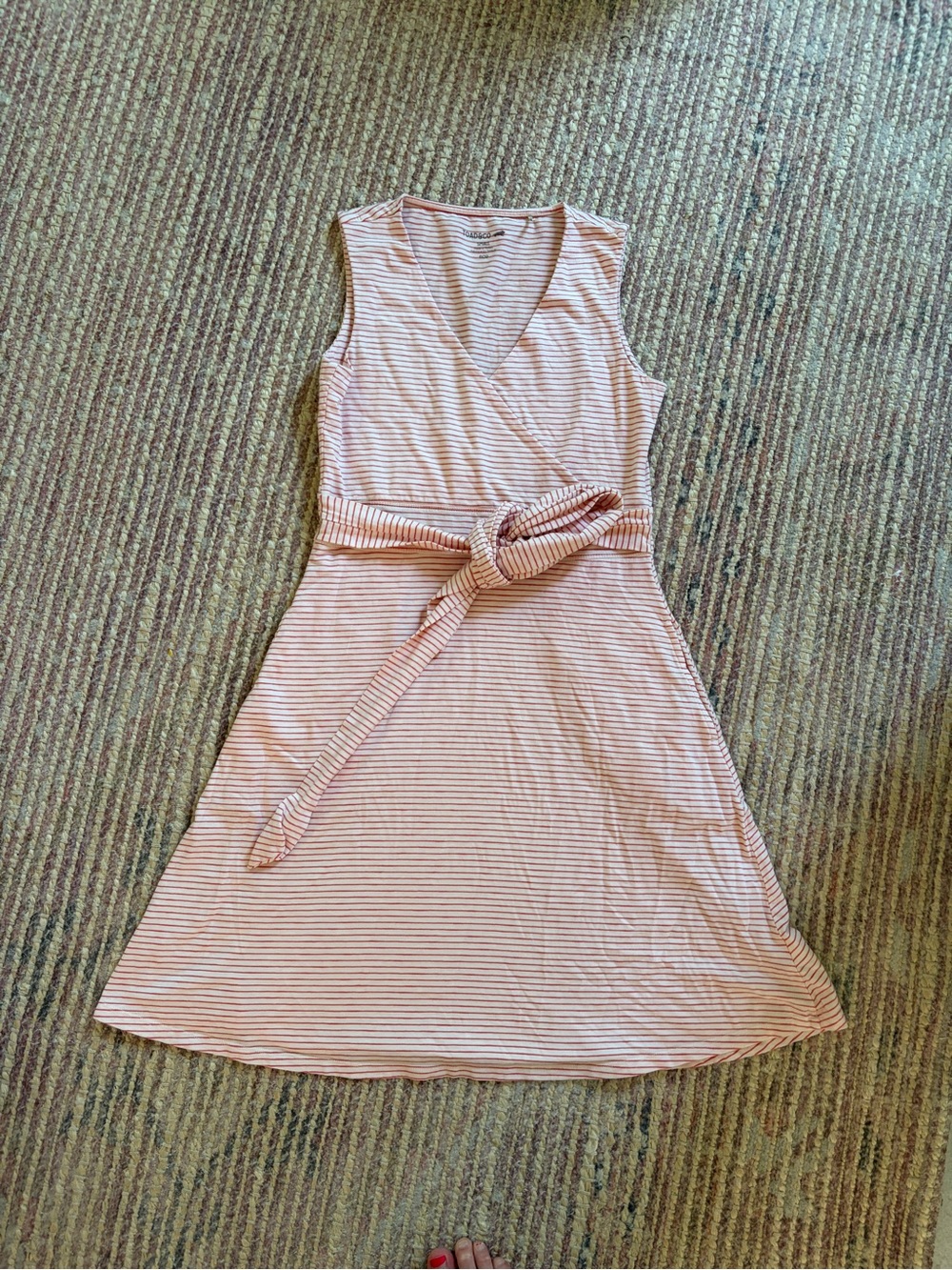 Toad&Co Red & Cream Striped Dress with pockets